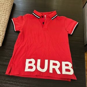 Red black and white Burberry polo